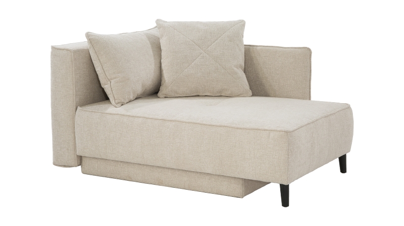 Einzelsofa Chenille beige 155 cm Recamiere mit Schlaffunktion - REX