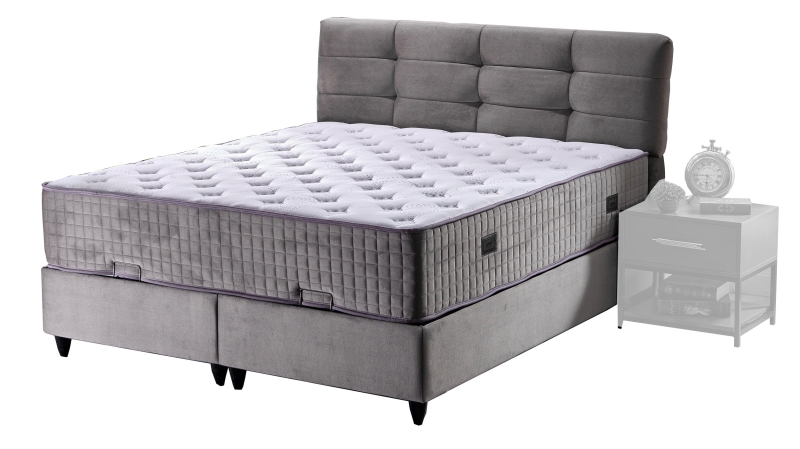 Boxbett 180 x 200 cm Stoffbezug grau - NAOMI 