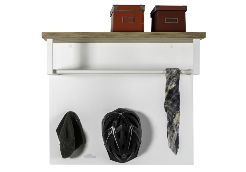 Wandgarderobe Paneel weiß hochglanz - Eiche 82 cm - MUNDI