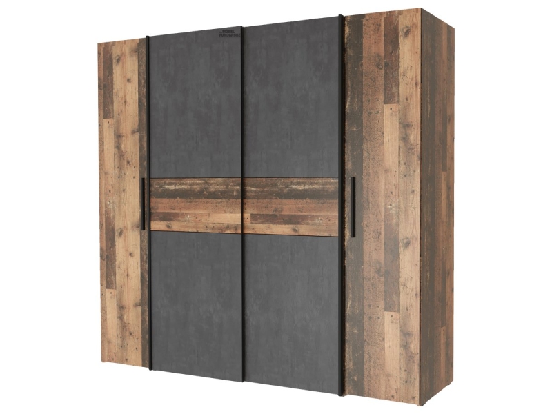 Kleiderschrank Old Wood - grau - 200 cm - KALIXTUS