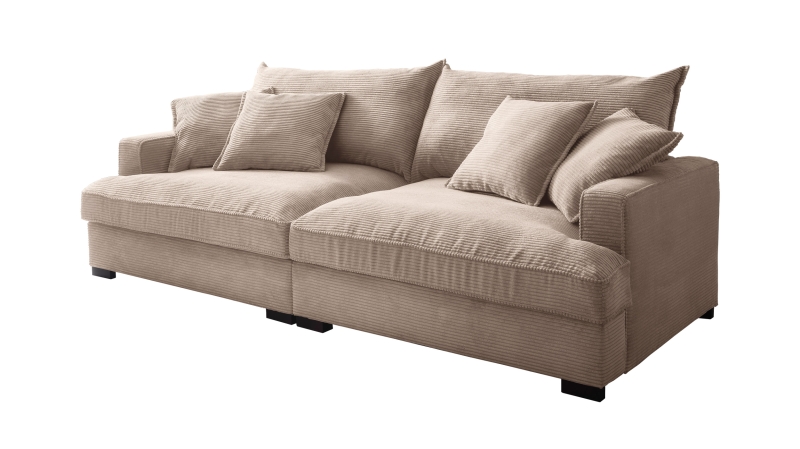 Big Sofa Cord beige - 242 cm - Nosagunterfederung - TRIBECCA 