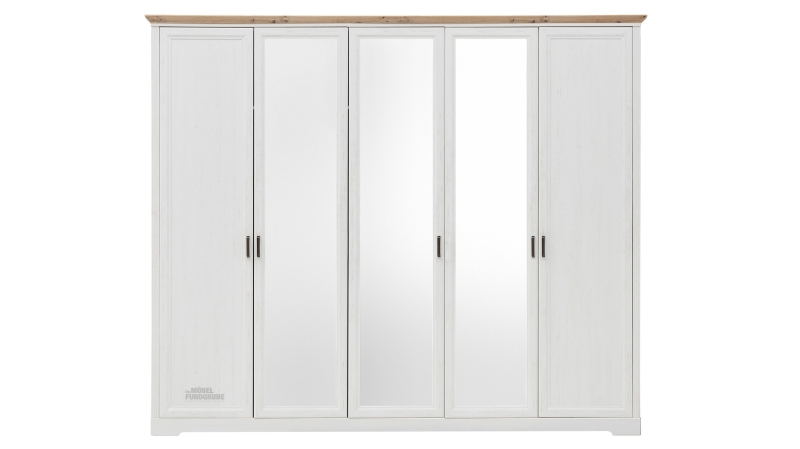 Kleiderschrank mit Spiegel - weiß - Artisan Eiche - 266 cm - JASMIN