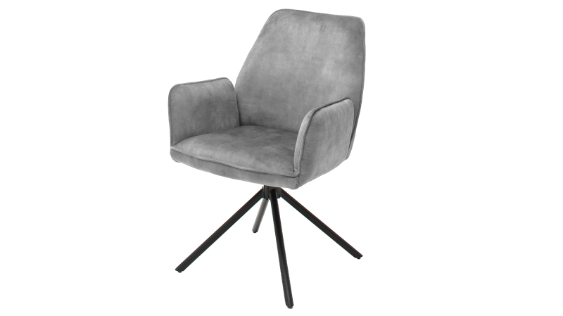 Armlehnstuhl grau Velours Optik Drehstuhl - OTTAWA