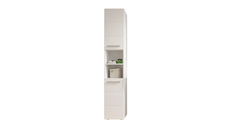 Bad Hochschrank weiß hochglanz 2 Türen Breite 34 cm - MANDY