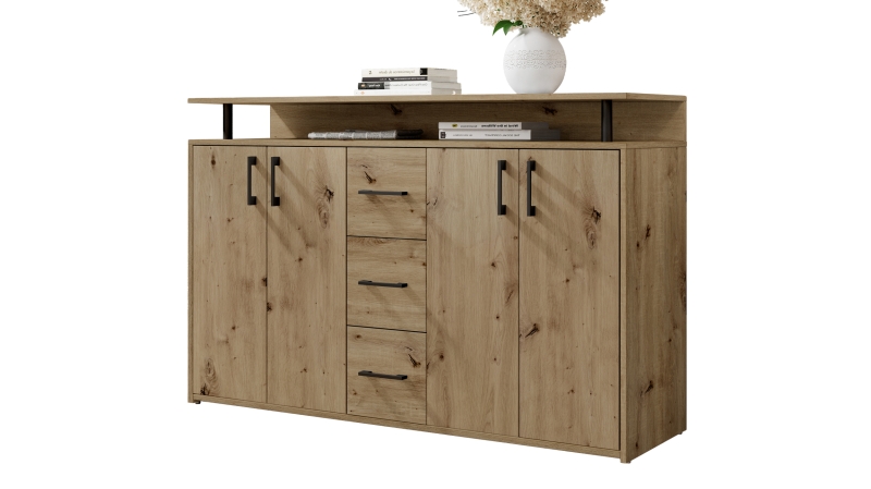 Highboard 4 Türen 3 Schubladen Artisan Eiche 139 cm - DRIFT