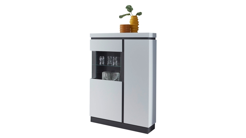 Vitrine mit Glastür alpinweiß B 104 x H 164 cm - CAMPANIA