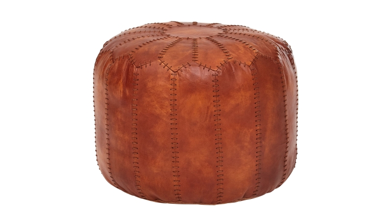 Sitz- & Fußhocker rund Echtleder braun - VILT