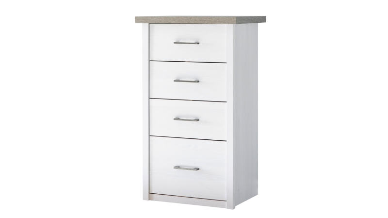 Kommode mit 4 Schubladen Pinie weiß 60 cm x 43 cm - LUCA