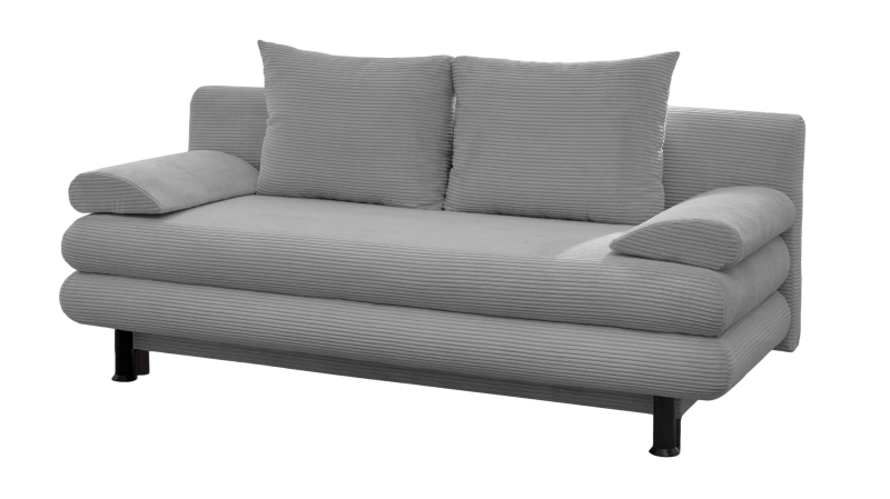 Schlafsofa Cord grau mit Bettkasten Federkern 190 cm - BAREND