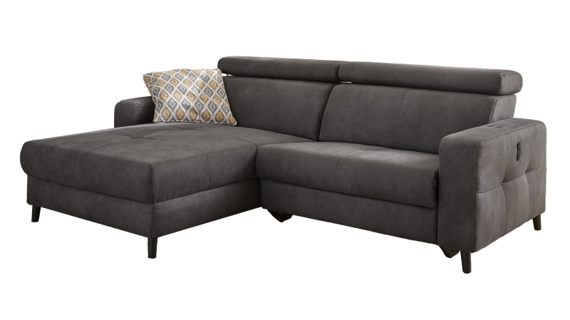 Ecksofa mit Relaxfunktion grau 249 x 109 cm - DOPPIO 