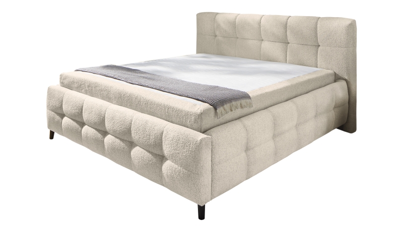 Polsterbett 180 x 200 cm Stoffbezug beige - LUCY