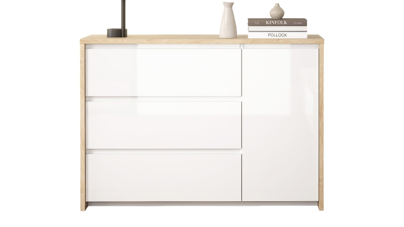 Kommode weiß hochglanz - Jackson Hickory 119 cm x 48 cm - NEXT