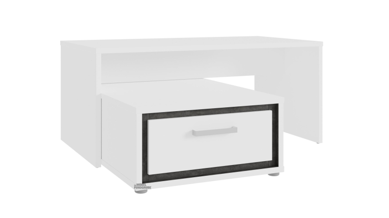 Couchtisch weiß hochglanz - grau 110 x 100 cm - RIGMOR