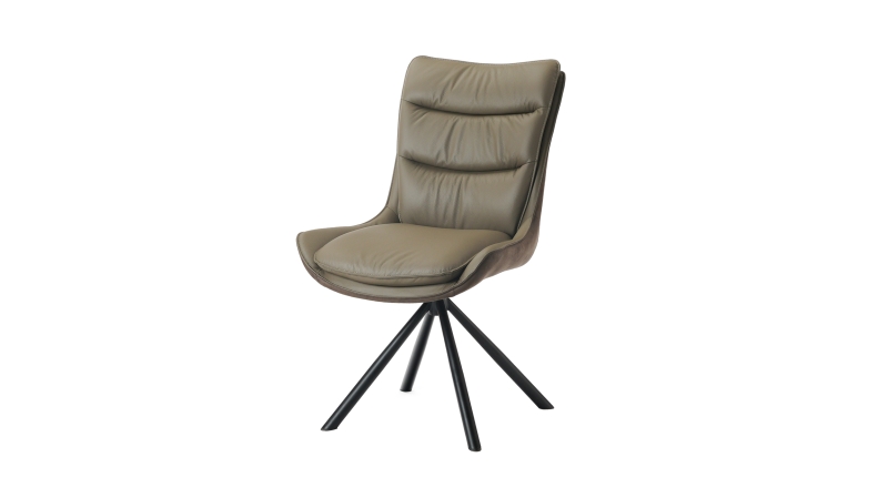 Polsterstuhl Schalenstuhl Echtleder braun- drehbar - MAURICE