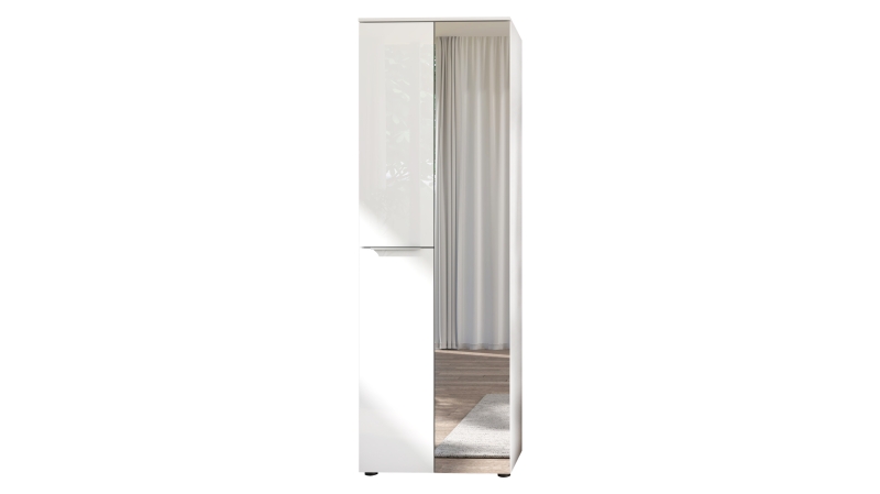 Garderobenschrank Spiegel weiß Glasfront 65 cm - SANTORIN
