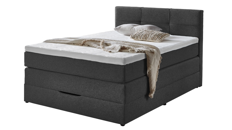 Boxspringbett 140 x 200 cm Bettkasten anthrazit Stoffbezug - KREMS