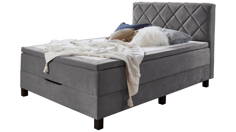 Boxbett 140 x 200 cm grau mit Bettkasten - JEFF