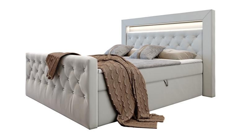 Boxbett 180 x 200 cm mit Bettkasten grau - SINGAPUR LUX