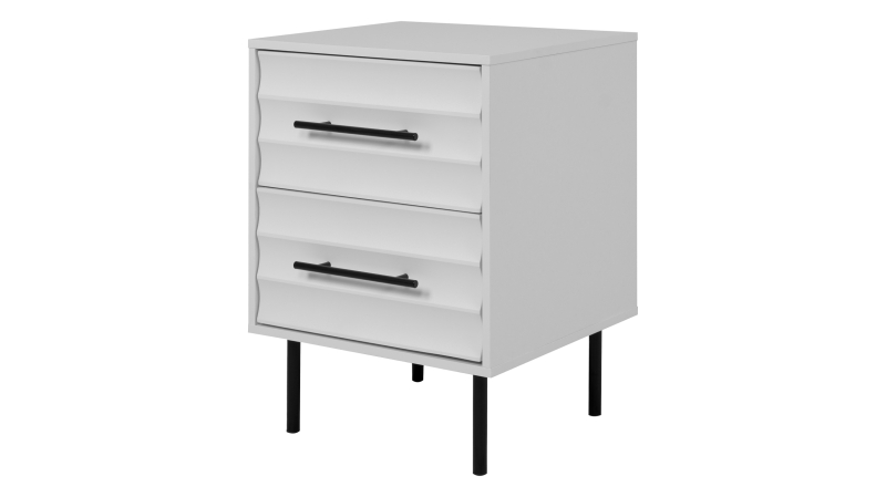 Nachttisch weiß 40 x 39 cm - 2 Schubladen - FALUN