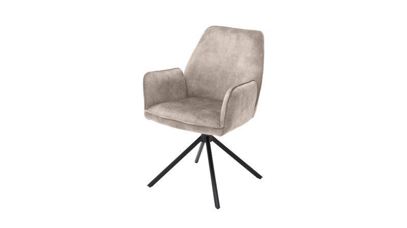 Armlehnstuhl creme Velours Optik Drehstuhl - OTTAWA