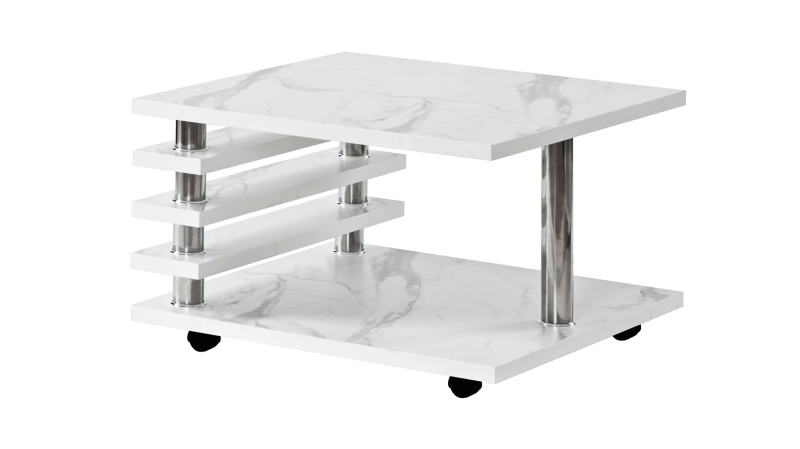 Couchtisch weiß 65 x 65 cm Marmoroptik - ALVARO