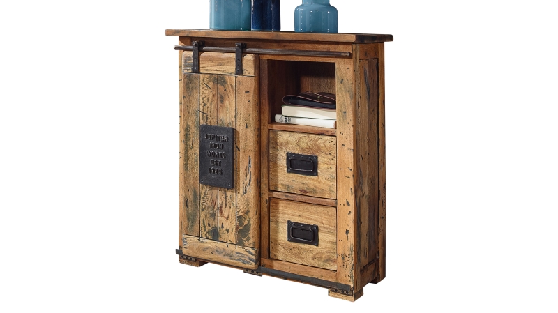 Kommode mit 2 Schubladen Mango massiv 75 x 36 cm - montiert - EMANUEL