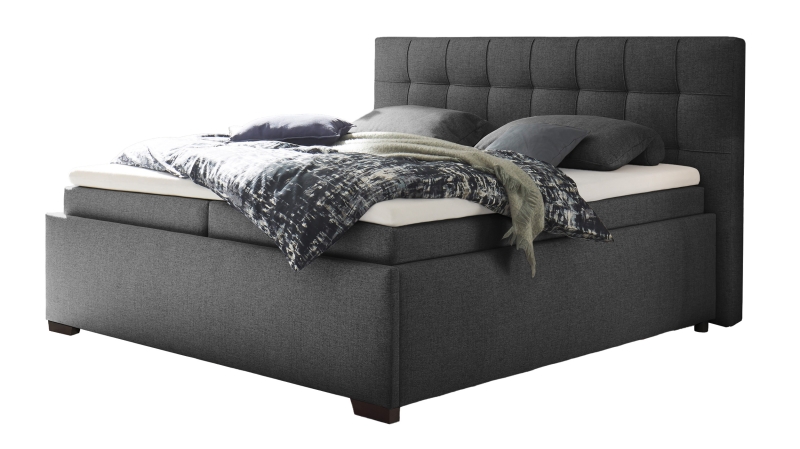 Boxbett 180 x 200 cm mit Bettkasten grau Stoffbezug - ARTOS