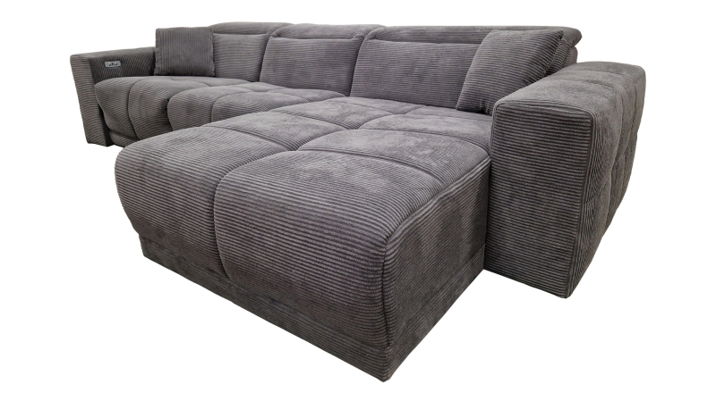 Ecksofa Cord grau 302 x 167 cm mit Relaxfunktion - OT rechts - TONI