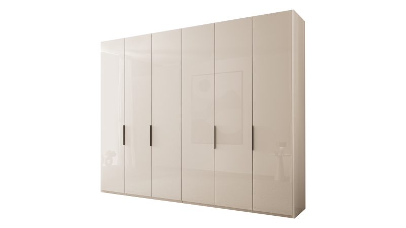 Kleiderschrank beige Glas 300 cm 4-türig - OHIO