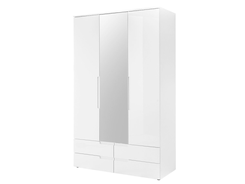 Kleiderschrank mit Spiegel - weiß hochglanz - 126 cm - SPICE