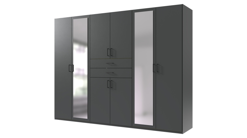Kleiderschrank mit Spiegel - graphit - 270 cm - DILLINGEN