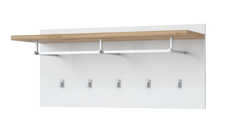 Wandgarderobe alpinweiß - Wotan Eiche Paneel 90 cm - HOLA