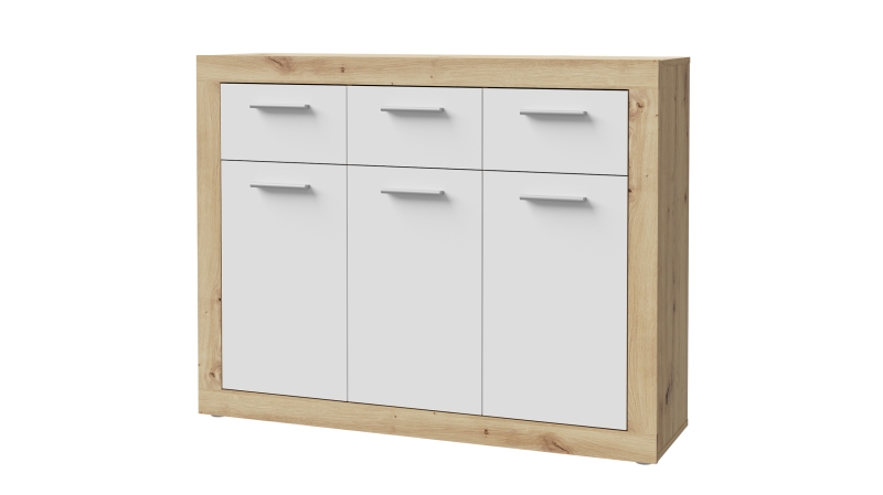 Kommode Artisan Eiche - weiß 118 x 92 cm 3-türig - BACCIO