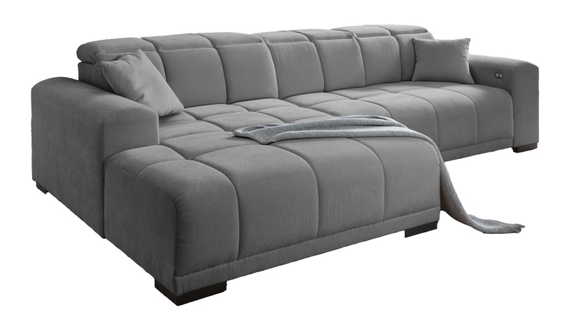 Ecksofa grau ausziehbar - Sitztiefenverstellung 301 cm - MASTER