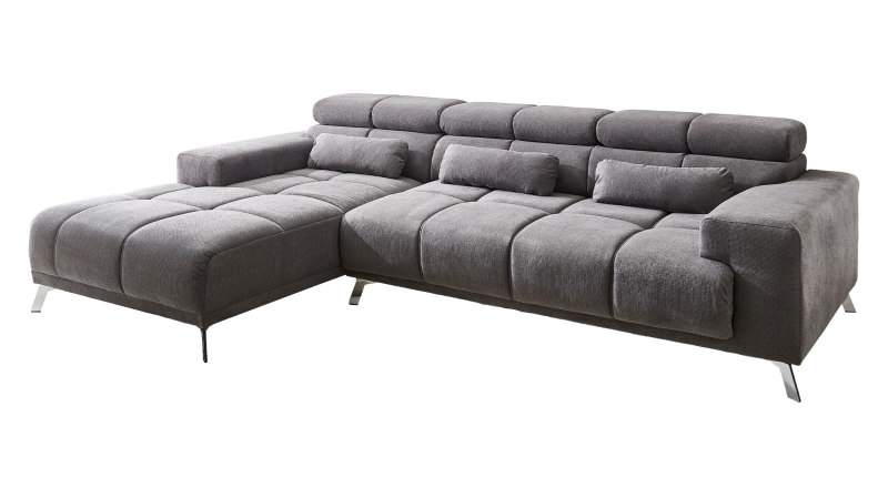 Ecksofa grau ausziehbar - Sitztiefenverstellung 285 cm - OT links - SPEED