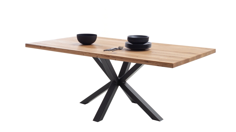 Esstisch Massivholztisch 180 cm massiv Wildeiche geölt - DEBA