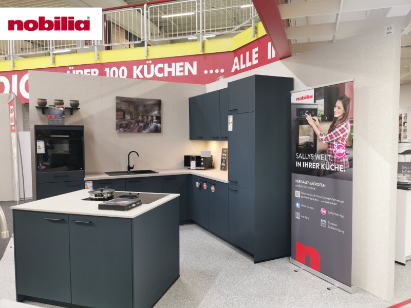 Inselküche 290 x 245 cm - mit Geräten - Küchenfronten Lack  - EASYTOUC