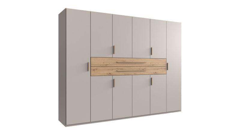 Kleiderschrank beige Artisan Eiche 270 cm 10-türig - DIGIT
