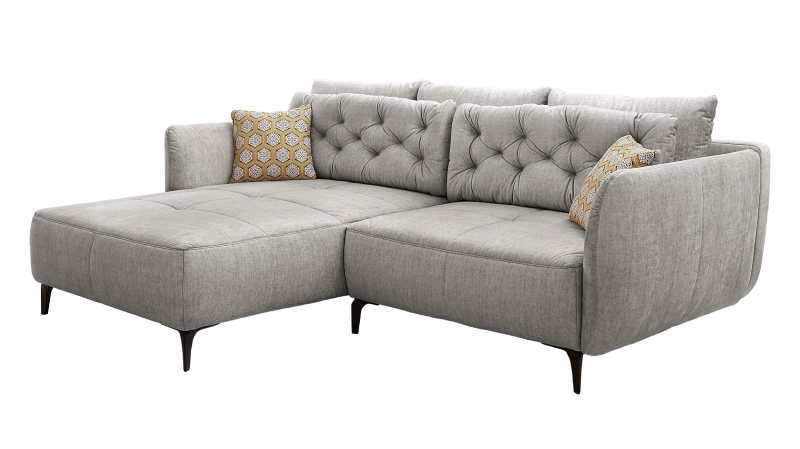 Ecksofa Veloursbezug hellgrau 251 x 186 cm - SALO