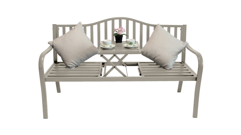 Gartenbank Metallgestell beige 150 cm - MARITA