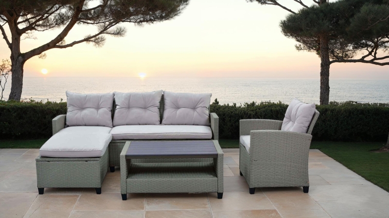 Gartenmöbel Set 3-teilig Gartentisch 92 x 56 cm - CHILL