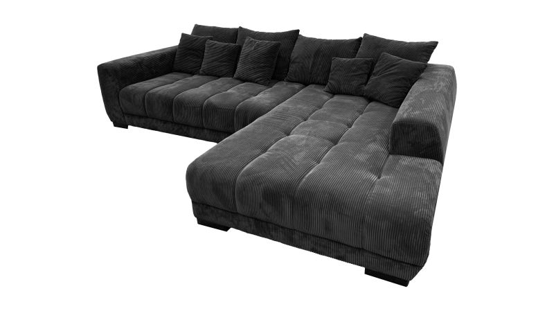 Ecksofa Cord grau elektrisch ausfahrbar 300 cm - OT rechts - ARTEMIS