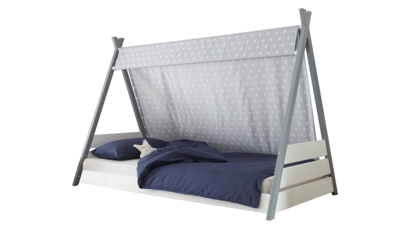 Spielbett 90 x 200 cm massives Kiefernholz grau - weiß - YLVA 