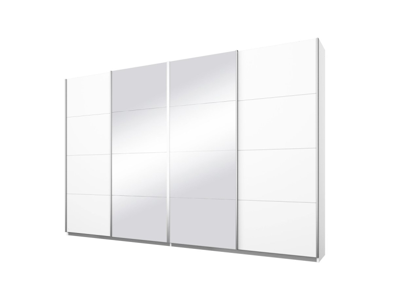 Schwebetürenschrank weiß Spiegel - 271 cm - rauch - SYNCRONO-A