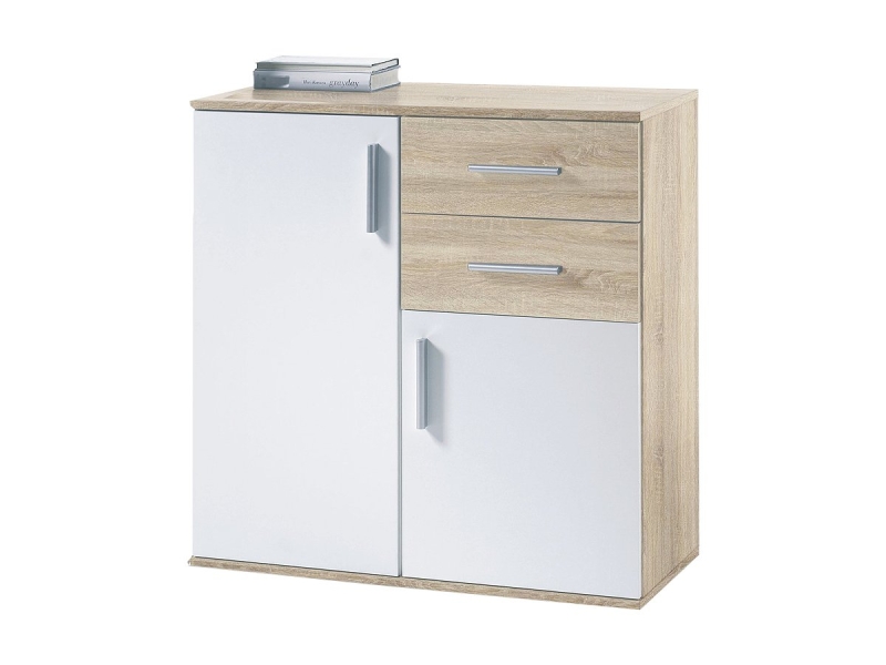 Kommode Sonoma Eiche - weiß 80 cm - BOBBY
