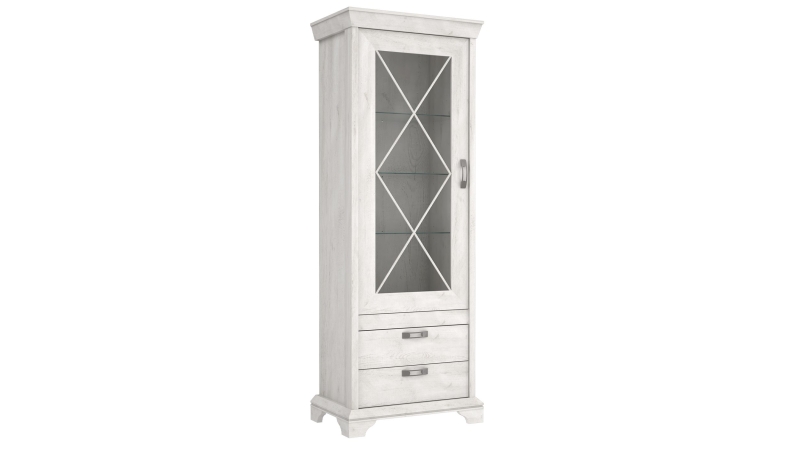 Vitrine mit Glastür Pinie weiß Breite 78 cm - KASHMIR