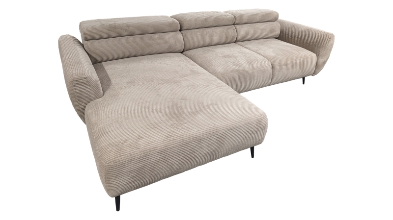 Ecksofa Cord beige elektrisch ausfahrbar 277 cm - OT- links - ALISSON