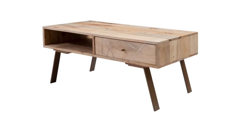 Couchtisch mit Schublade Mango massiv lackiert 95 x 50 cm - SILDAR 