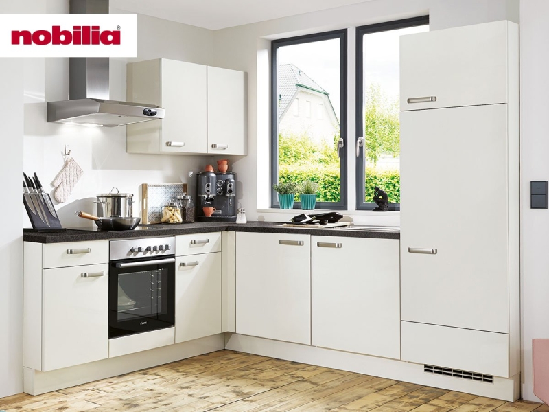 Eckküche 285 x 185 cm - mit Geräten - Küchenfronten Lack matt - TOUCH