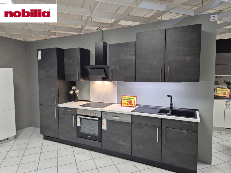 Küchenzeile 330 cm - inkl. Elektrogeräte - Küchenfronten matt - LASER